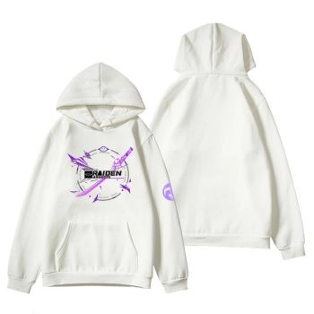 Unique Genshin Impact Game Raiden Shogun White Hoodie