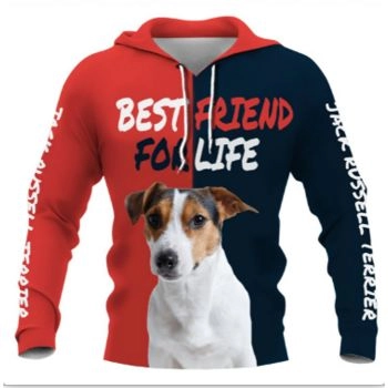 Fashion Red Blue Dog Pattern Animals Hoodie