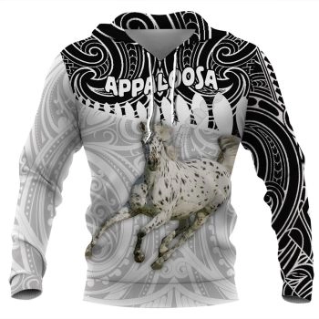 Fashion And Gorgeous Black White Horse Pattern Animals Hoodie