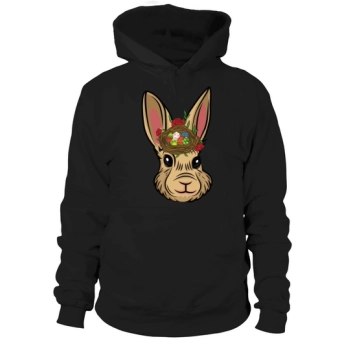 Easter Bunny Face Flower with Rabbit Easter Egg Hoodies
