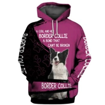 Cute Black Pink Dog Pattern Animals Hoodie