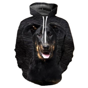 Street Style Black Dog Pattern Animals Hoodie