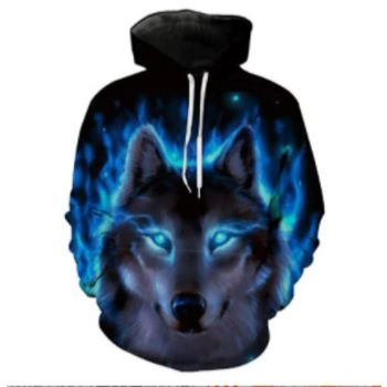 Classical And Elegance Blue Wolf Pattern Animals Hoodie