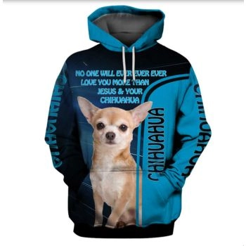 Cute And Loose Blue White Dog Pattern Animals Hoodie