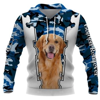 Loose And Gorgeous Blue White Dog Pattern Animals Hoodie