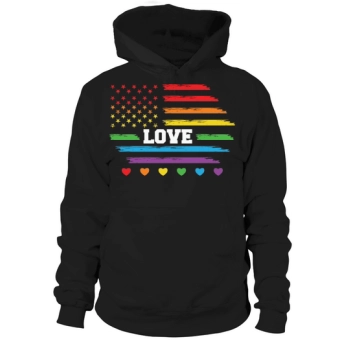 LOVE Rainbow American Flag LGBTQ Hoodies