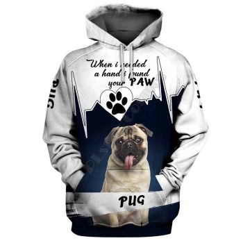 Temperament White Blue Dog Pattern Animals Hoodie