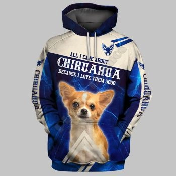 Cute And Loose Blue White Dog Pattern Animals Hoodie