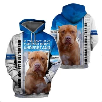 Loose White Blue Dog Pattern Animals Hoodie