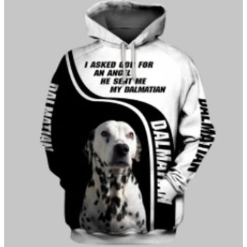 Precious Black White Dog Pattern Animals Hoodie