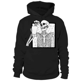 Halloween 2022 Coffee Drinking Skeleton Skull Hoodies