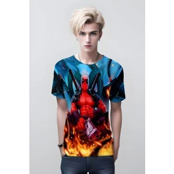 Blue Canvas: Deadpool's Artistic Side, Bob Ross Style T-Shirt