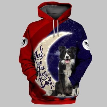 Fashion Red Blue Dog Pattern Animals Hoodie