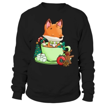 Christmas Hot Drinks Cute Fox Sweatshirt