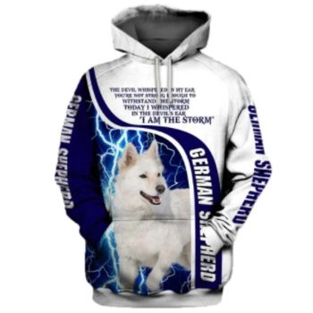 Loose Blue White Dog Pattern Animals Hoodie