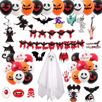 Halloween, Venue props Bloody bat Grimace white cloth set