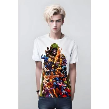 Marvel Heroes Unite - Stylish X-Men And Fantastic Four Marvel T-Shirt in Pure White