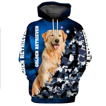 Cute Blue Dog Pattern Animals Hoodie