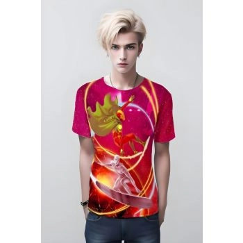 Radiate Vibrancy - Silver Surfer Shirt in Fiery Red with a Cozy Texture