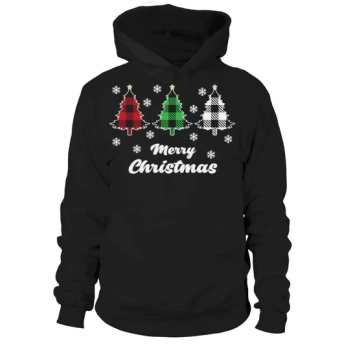 Merry Christmas Tree Buffalo Plaid Hoodies