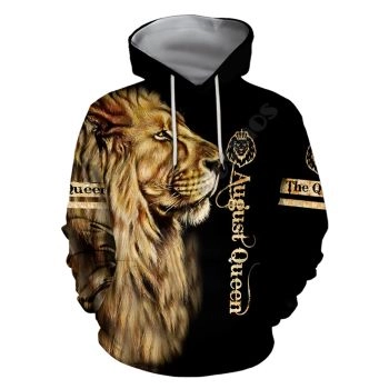 Street Style Brown Black Lion Pattern Animals Hoodie