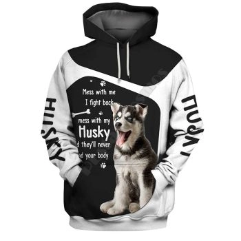 Vintage  Black White Dog Pattern Animals Hoodie