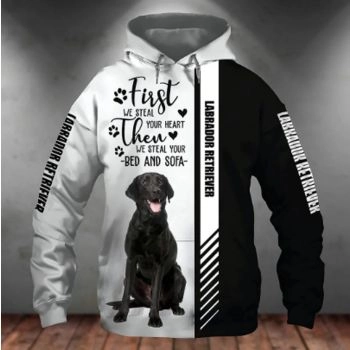 Fashion Black White Dog Pattern Animals Hoodie