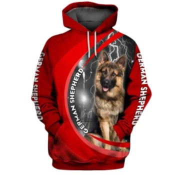  Loose Red Dog Pattern Animals Hoodie