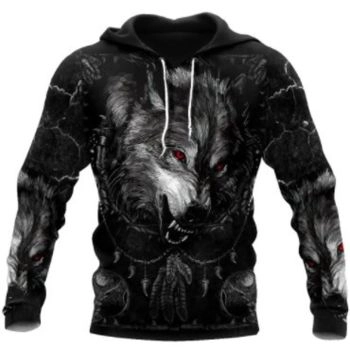 Fashion And Gorgeous Black Wolf Pattern Animals Hoodie