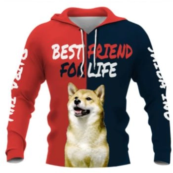 Fashion Red Blue Dog Pattern Animals Hoodie