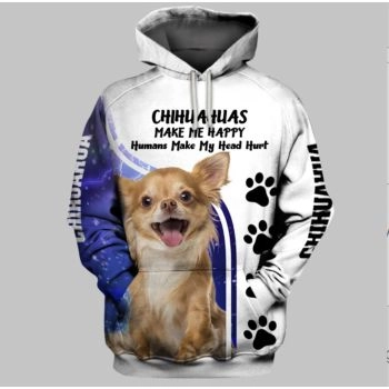 Generous And Beautiful White Purple Dog Pattern Animals Hoodie