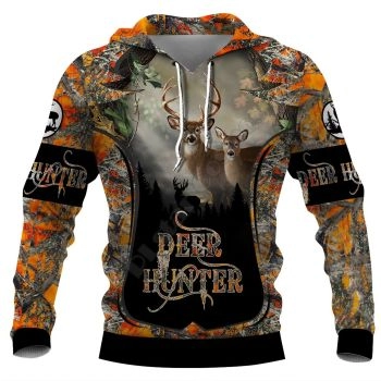 Popular And Vintage Orange Deer Pattern Animals Hoodie