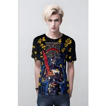King in Black Venom T-Shirt in Black with Venomized Spider-Man and King in Black Text