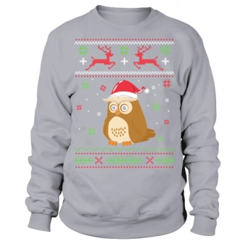 Ugly Sweater Christmas Owl Santa Sweatshirt