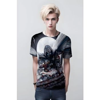 Moon Knight T-shirt: Crescent Moon in Grey for a Sleek and Elegant Look
