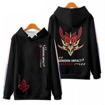 Fashion Genshin Impact Arataki Itto Amine Black Hoodie