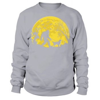 Bigfoot Walking Golden Retriever Funny Halloween Sweatshirt
