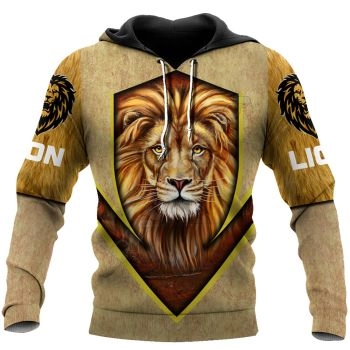 Vintage  And Loose Yellow Lion Pattern Tattoos Hoodie