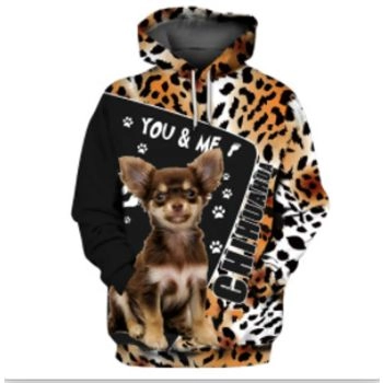 Oversize Black Brown Dog Pattern Animals Hoodie