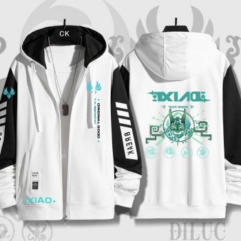 Generous White Genshin Impact Xiao Game Zip-Up Hoodie
