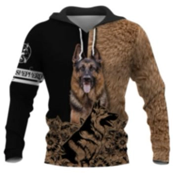 Vintage  Black Brown Dog Pattern Animals Hoodie