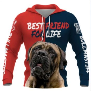 Loose And Gorgeous Red Blue Dog Pattern Animals Hoodie