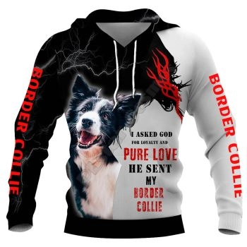 Loose Black White Dog Pattern Animals Hoodie