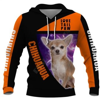 Fashion Black Orange Dog Pattern Animals Hoodie