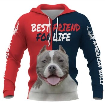 Precious Red Blue Dog Pattern Animals Hoodie