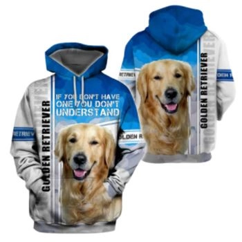 Vintage  Blue White Dog Pattern Animals Hoodie