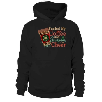 Fueled by Coffee and Christmas Cheer Retro Coffee Lover Funny Christmas Hoodies