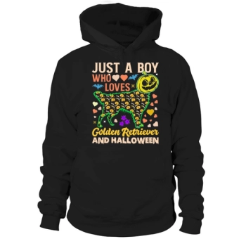 Just a Boy Who Loves Golden Retrievers and Halloween Funny Hoodies