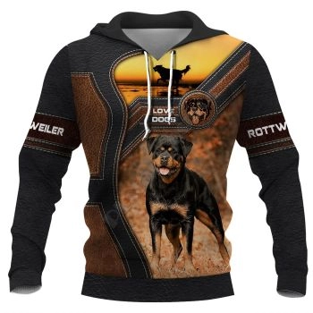 Oversize Black Orange Dog Pattern Animals Hoodie