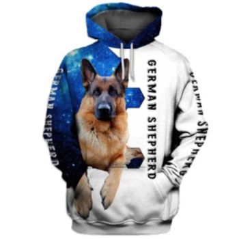 Popular Blue White Dog Pattern Animals Hoodie